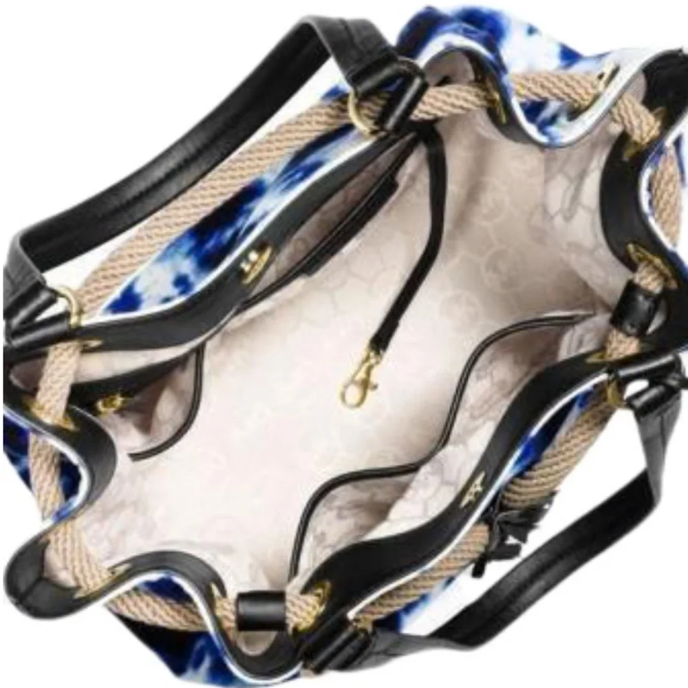 BRAND NWT RARE Michael Kors Blue Tie Dye Marina Purse - Picture 3 of 5
